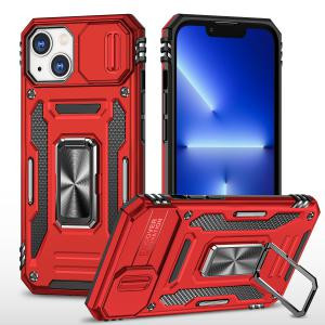 IP 11 Pro Max Utter Tough Metal Ring Hybrid Case Red