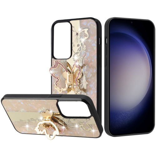 Samsung Galaxy s24 Plus SPLENDID Diamond Glitter Case Enchanted Butterfly Gold