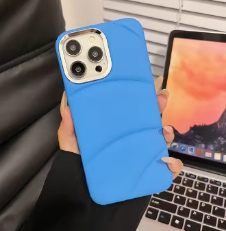 IP 14 Pro Max Quilted Leather Case Blue