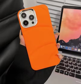 IP 15 Pro Max Quilted Leather Case Orange