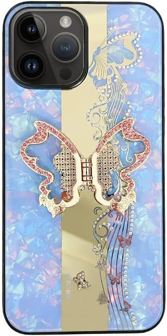 iPhone 16 Pro Max Bling Butterfly Case Blue