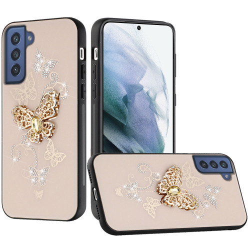 SAM S21 Ultra SPLENDID Diamond Engraving Case Garden Butterflies Gold