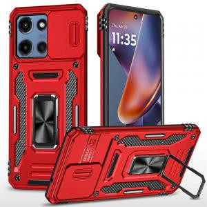 Moto G 5G 2025/2026/G Play 2026 Utter Tough Metal Ring Case Red