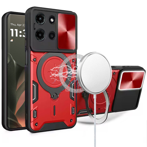 Moto G Stylus 2025 Magnetic Circle Kick Stand With Camera Cover Red Moto G Stylus 2025 Magnetic Circle Kick Stand With Camera Cover Red