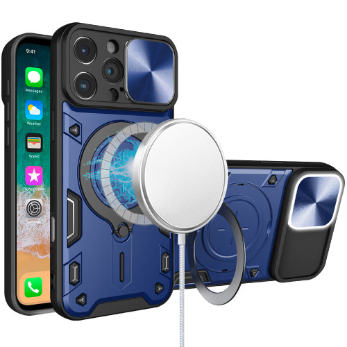 IP16E Magnetic Circle Kick Stand With Camera Cover Blue IP16E Magnetic Circle Kick Stand With Camera Cover Blue