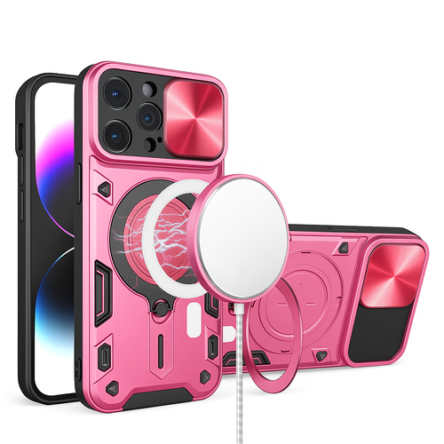 IP 13 Magnetic Circle Kick Stand With Camera Cover Pink IP 13 Magnetic Circle Kick Stand With Camera Cover Pink
