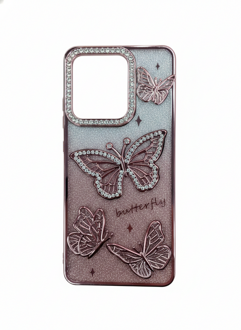 Moto G Stylus 2025 Butterfly Freedom Shimmer Glitter Case Pink