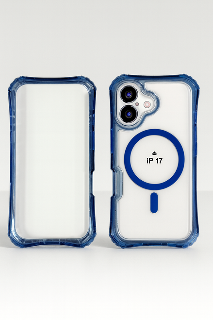 IP 17 Clear Bumper Mag Case Blue