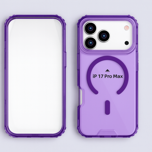 IP 17 Pro Max Tinted Bumper Clear Mag Case Violet