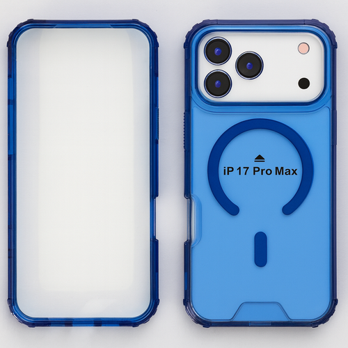 IP 17 Pro Max Tinted Bumper Clear Mag Case Blue