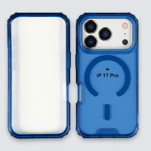 IP 17 Pro Tinted Bumper Clear Mag Case Blue