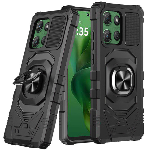 Moto G Power 5G 2025 Robotic Magnetic Ring Stand Case Black