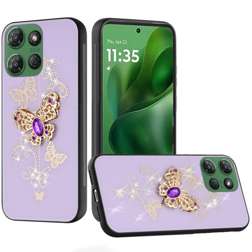 Moto G Power 5G 2025 SPLENDID Diamond Glitter Case Garden Butterflies Purple Moto G Power 5G 2025 SPLENDID Diamond Glitter Case Garden Butterflies Purple