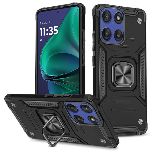 Moto G Stylus 5G 2025 Robust Magnetic Kickstand Case Black