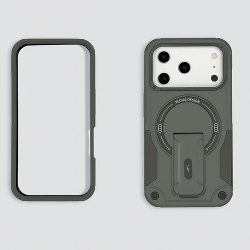 IP 17 Pro Sturdy Bracket Kickstand Mag Case Gray IP 17 Pro Sturdy Bracket Kickstand Mag Case Gray