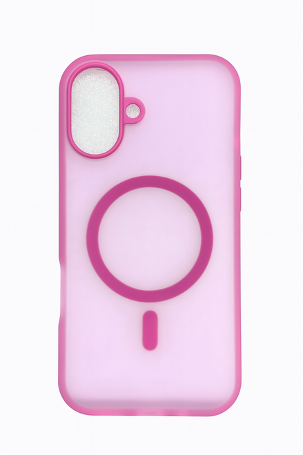 IP 17 Clear Frosted Mag Case Pink
