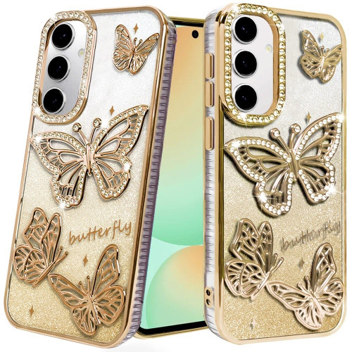 Sam S24fe Butterfly Freedom Shimmer Glitter Case Gold