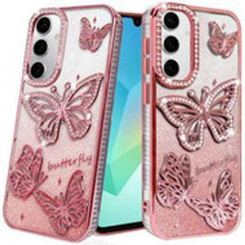 Sam S24fe Butterfly Freedom Shimmer Glitter Case Rose Gold