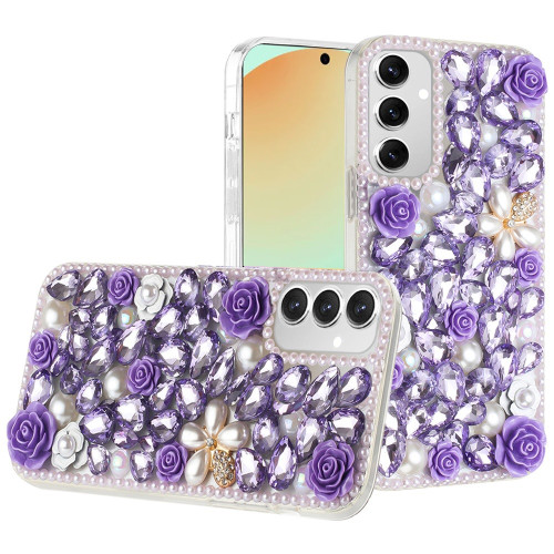 Sam S24fe Rose Flower Full Diamond Bling Stones Purple