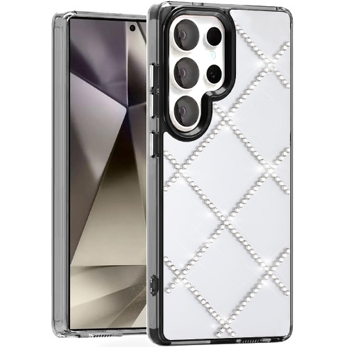 Sam s24 Ultra Gem Glitter Diamond Transparent Colorful Hybrid Case Black