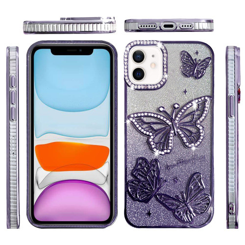 IP 11 Butterfly Freedom Shimmer Glitter Case Purple IP 11 Butterfly Freedom Shimmer Glitter Case Purple
