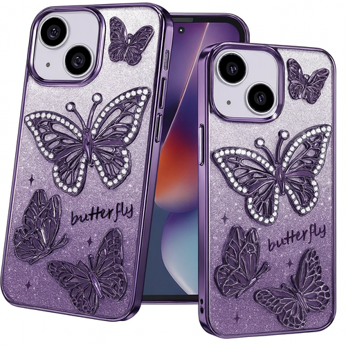 IP 13 Pro Max Butterfly Freedom Shimmer Glitter Case Purple IP 13 Pro Max Butterfly Freedom Shimmer Glitter Case Purple