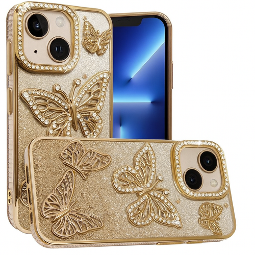 IP 13 Pro Max Butterfly Freedom Shimmer Glitter Case Gold IP 13 Pro Max Butterfly Freedom Shimmer Glitter Case Gold