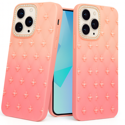 iP 16 Pro Max Floral Joy Glitter Shimmer Leather Case Orange/Pink iP 16 Pro Max Floral Joy Glitter Shimmer Leather Case Orange/Pink