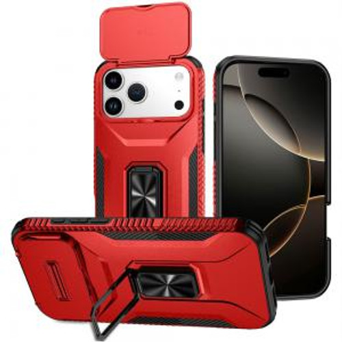 IP 17 Pro Utter Tough Metal Ring Case Red