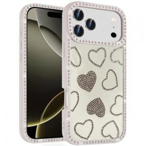 IP 17 Pro Spread Love Glitter Diamond Hybrid Beige