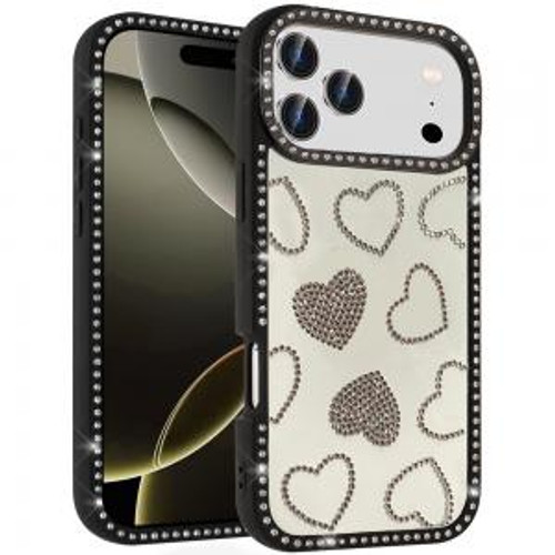 IP 17 Pro Spread Love Glitter Diamond Hybrid Black