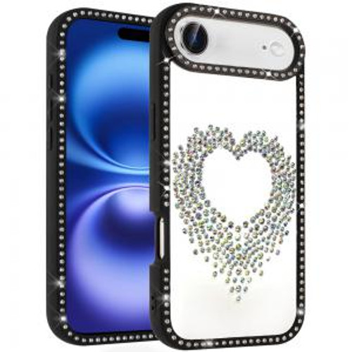 IP 17 Air Angel Hearts Bling Colorful Glitter Case Black