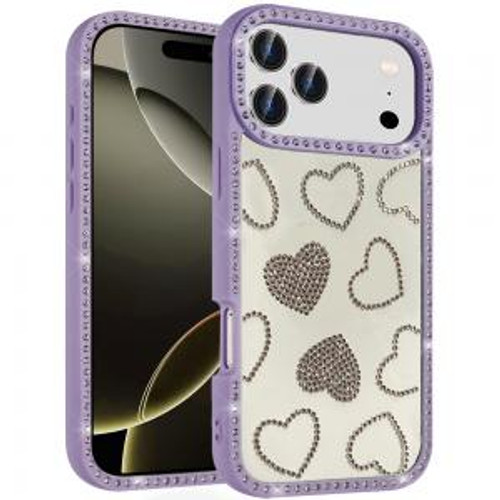 IP 17 Pro Max Spread Love Glitter Diamond Hybrid Purple