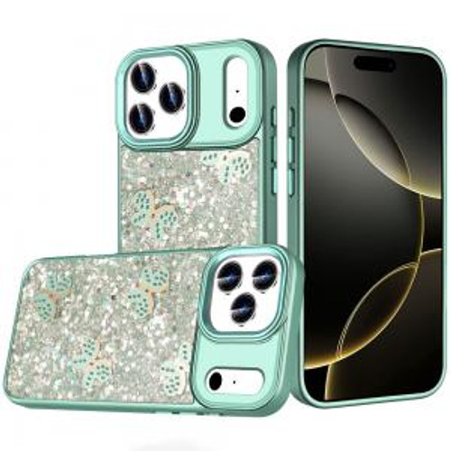 IP 17 Pro Max Cute Butterfly Ornaments Diamonds Teal