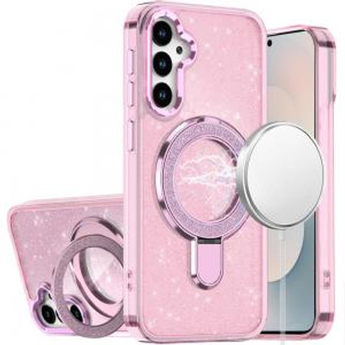 SAM Galaxy S25 FE Transparent Glitter Rotational Magnetic Ring Stand Light Pink SAM Galaxy S25 FE Transparent Glitter Rotational Magnetic Ring Stand Light Pink