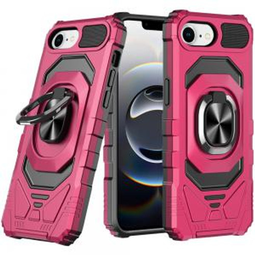 IP 16E Robotic Hybrid with Magnetic Ring Stand Case Hot Pink IP 16E Robotic Hybrid with Magnetic Ring Stand Case Hot Pink