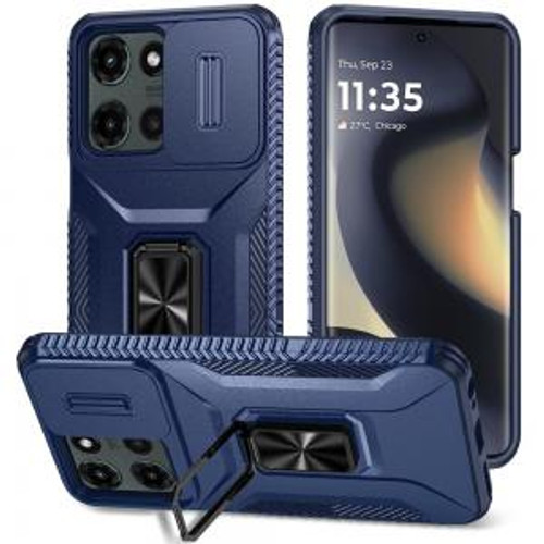 Moto Edge 2025 Complete Magnetic Metal Ring Stand Camera Protection Hybrid Blue