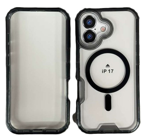 IP 17 Double Layer Clear Mag Case Black IP 17 Double Layer Clear Mag Case Black