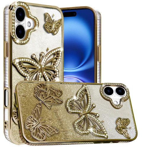 IP 17 Butterfly Freedom Shimmer Glitter Case Gold IP 17 Butterfly Freedom Shimmer Glitter Case Gold