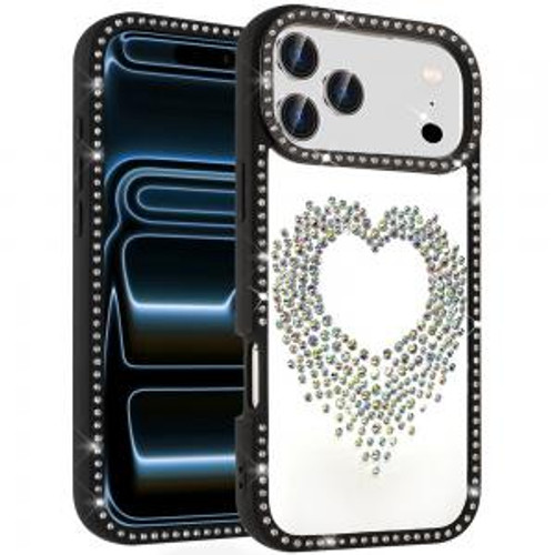 IP 17 Pro Angel Hearts Bling Colorful Glitter Case Black IP 17 Pro Angel Hearts Bling Colorful Glitter Case Black