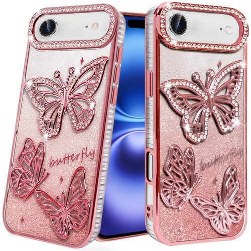 IP 17 Air Butterfly Freedom Shimmer Glitter Case Rose Gold IP 17 Air Butterfly Freedom Shimmer Glitter Case Rose Gold
