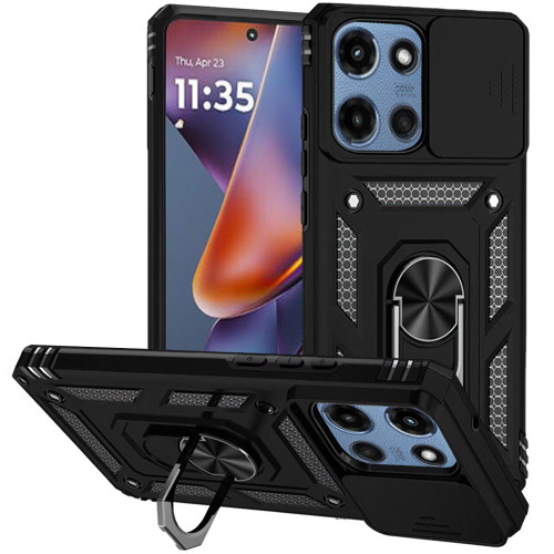 Moto G 5G 2025 Magnetic Circle Kick Stand With Camera Cover Black