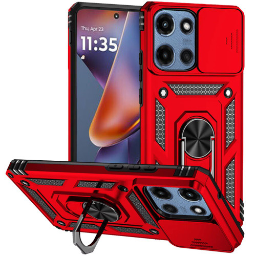 Moto G 5G 2025 Magnetic Circle Kick Stand With Camera Cover Red