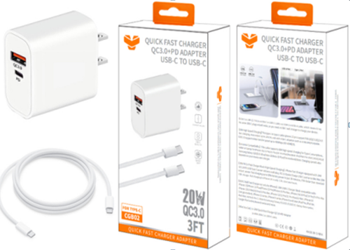 Plug-In C 20W Fast Charging Home Adapter Combo