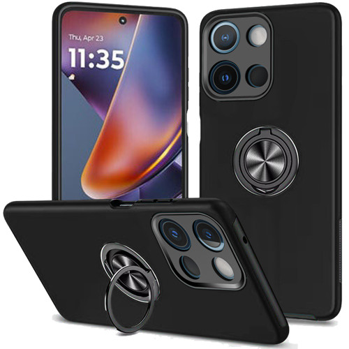 Moto G 5G 2025 CHIEF Oiled Painted Magnetic Ring Case Black