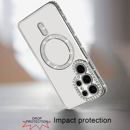 SAM S25 Ultra Diamond Magnetic Circle Pattern Hybrid Case White