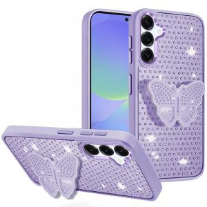 SAM A36/A56 Butterfly Moveable Grip Stand With Small Diamonds Case Purple