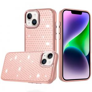 IP 14/13 Beautiful Diamond Metallic Design Metal Chrome Edged Rose Gold