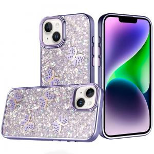 IP 14/13 Cute Butterfly Ornaments Diamonds Shimmer Matching Metallic Dark Purple