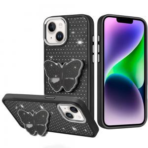 IP 14/13 Butterfly Moveable Grip Stand With Small Diamonds Black